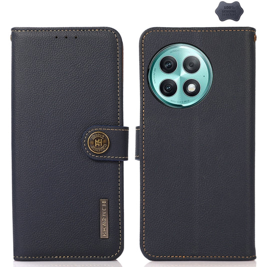 For OnePlus Ace 2 Pro KHAZNEH Custer Genuine Leather RFID Phone Case(Blue) - OnePlus Cases by buy2fix | Online Shopping UK | buy2fix