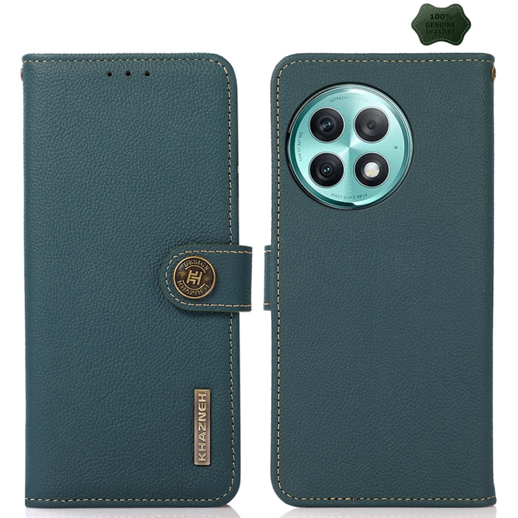 For OnePlus Ace 2 Pro KHAZNEH Custer Genuine Leather RFID Phone Case(Green) - OnePlus Cases by buy2fix | Online Shopping UK | buy2fix