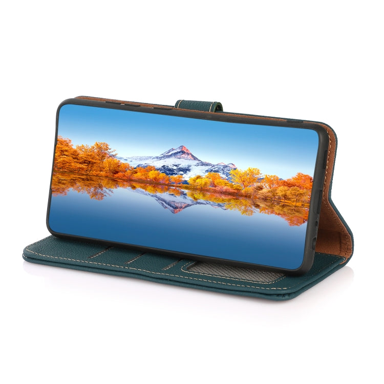 For OnePlus Ace 2 Pro KHAZNEH Custer Genuine Leather RFID Phone Case(Green) - OnePlus Cases by buy2fix | Online Shopping UK | buy2fix