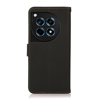 For OnePlus 12R KHAZNEH Custer Genuine Leather RFID Phone Case(Black) - OnePlus Cases by buy2fix | Online Shopping UK | buy2fix