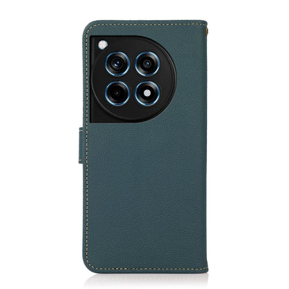 For OnePlus 12R KHAZNEH Custer Genuine Leather RFID Phone Case(Green) - OnePlus Cases by buy2fix | Online Shopping UK | buy2fix