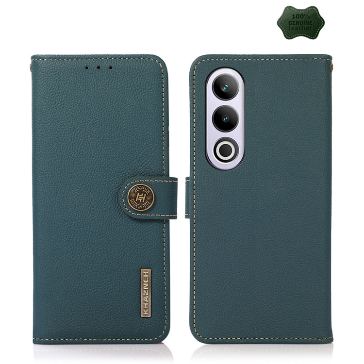 For OnePlus CE4 5G Global KHAZNEH Custer Genuine Leather RFID Phone Case(Green) - OnePlus Cases by buy2fix | Online Shopping UK | buy2fix