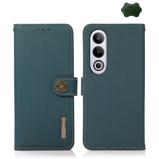 For OnePlus CE4 5G Global KHAZNEH Custer Genuine Leather RFID Phone Case(Green) - OnePlus Cases by buy2fix | Online Shopping UK | buy2fix