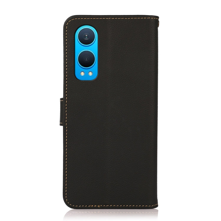 For OnePlus CE4 Lite KHAZNEH Custer Genuine Leather RFID Phone Case(Black) - OnePlus Cases by buy2fix | Online Shopping UK | buy2fix
