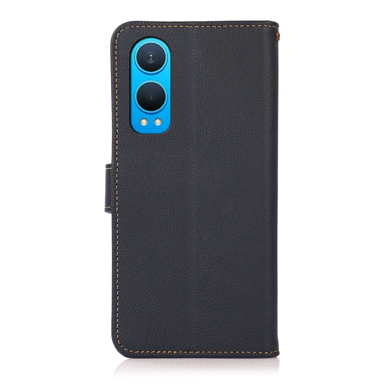 For OnePlus CE4 Lite KHAZNEH Custer Genuine Leather RFID Phone Case(Blue) - OnePlus Cases by buy2fix | Online Shopping UK | buy2fix