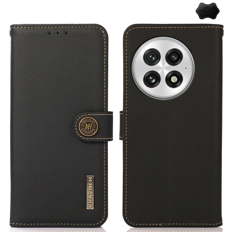 For OnePlus 13 KHAZNEH Custer Genuine Leather RFID Phone Case(Black) by buy2fix