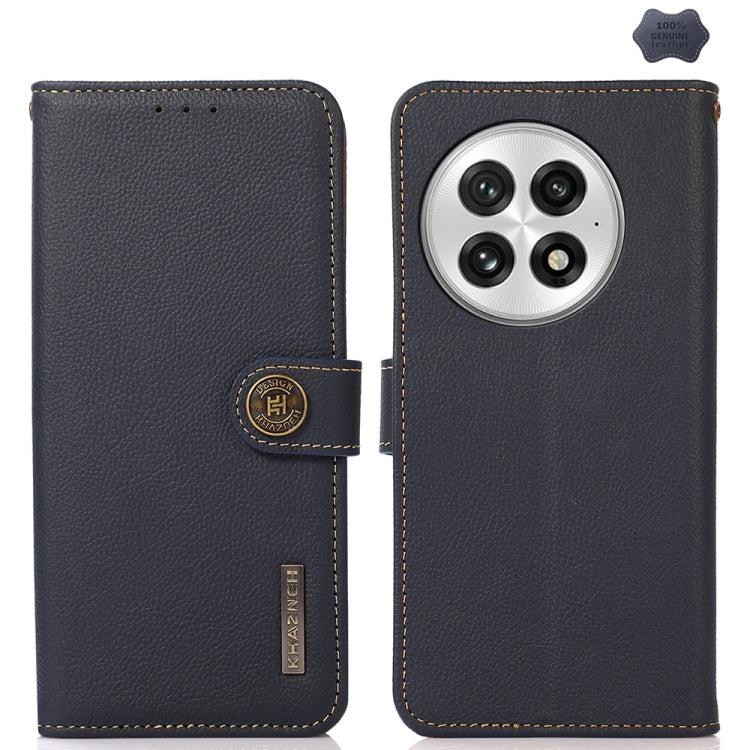 For OnePlus 13 KHAZNEH Custer Genuine Leather RFID Phone Case(Blue) by buy2fix