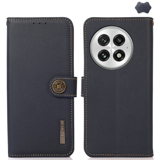 For OnePlus 13 KHAZNEH Custer Genuine Leather RFID Phone Case(Blue) by buy2fix