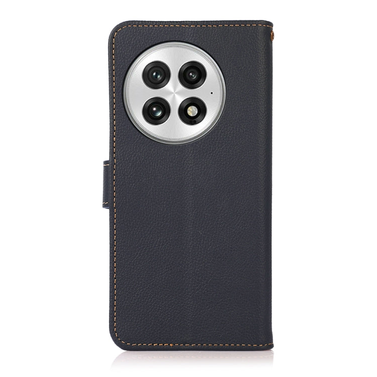 For OnePlus 13 KHAZNEH Custer Genuine Leather RFID Phone Case(Blue) by buy2fix