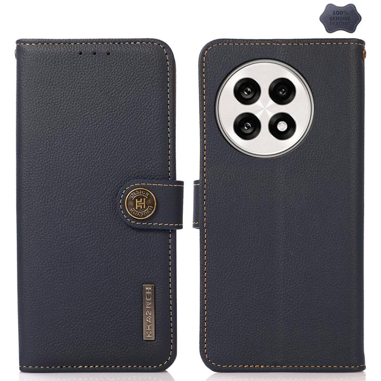 For OnePlus Ace 5 Pro / Ace 5 / 13R KHAZNEH Custer Genuine Leather RFID Phone Case(Blue) - Ace 5 Cases by buy2fix | Online Shopping UK | buy2fix