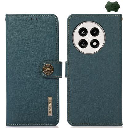 For OnePlus Ace 5 Pro / Ace 5 / 13R KHAZNEH Custer Genuine Leather RFID Phone Case(Green) - Ace 5 Cases by buy2fix | Online Shopping UK | buy2fix