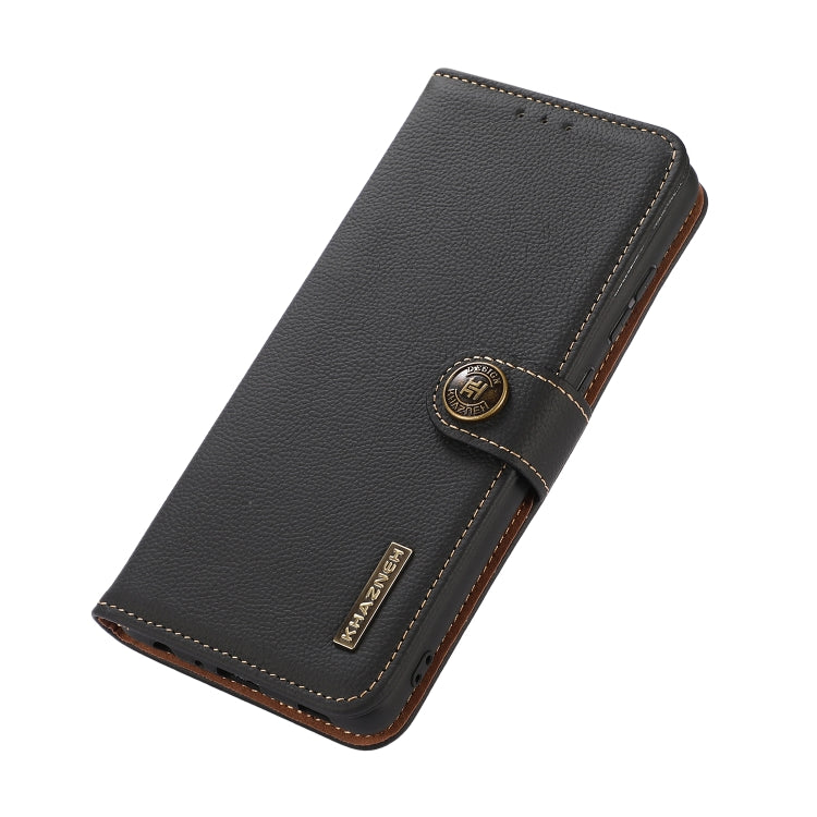 For Motorola Moto G54 5G KHAZNEH Custer Genuine Leather RFID Phone Case(Black) - Motorola Cases by buy2fix | Online Shopping UK | buy2fix