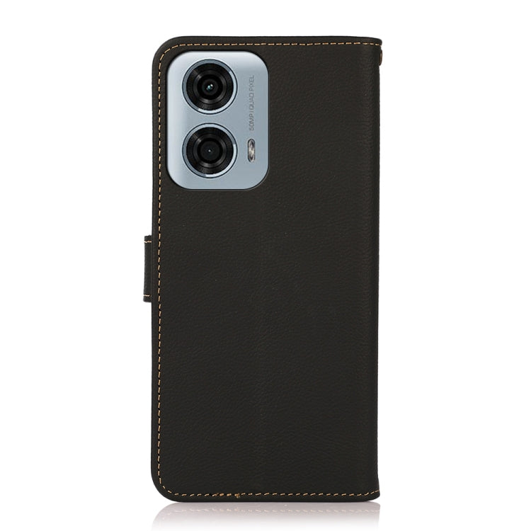 For Motorola Moto G24 KHAZNEH Custer Genuine Leather RFID Phone Case(Black) - Motorola Cases by buy2fix | Online Shopping UK | buy2fix
