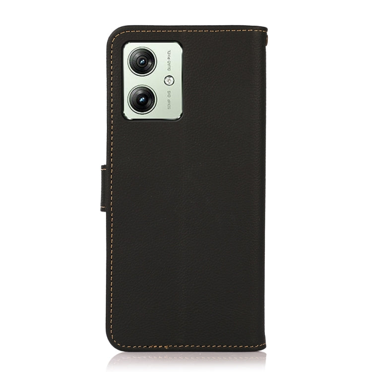 For Motorola Moto G64 5G KHAZNEH Custer Genuine Leather RFID Phone Case(Black) - Motorola Cases by buy2fix | Online Shopping UK | buy2fix