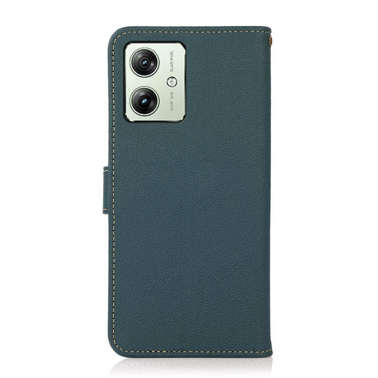 For Motorola Moto G64 5G KHAZNEH Custer Genuine Leather RFID Phone Case(Green) - Motorola Cases by buy2fix | Online Shopping UK | buy2fix