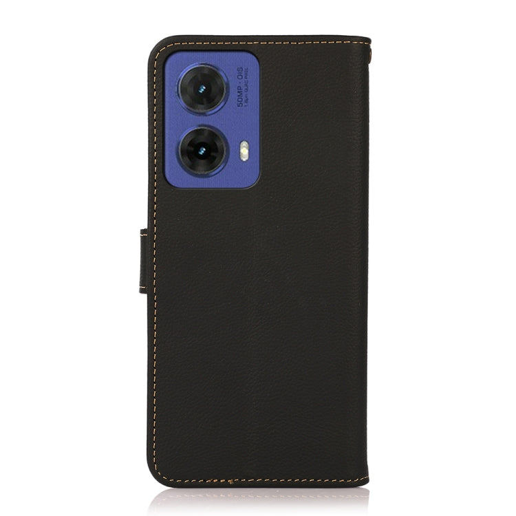 For Motorola Moto G85 KHAZNEH Custer Genuine Leather RFID Phone Case(Black) - Motorola Cases by buy2fix | Online Shopping UK | buy2fix