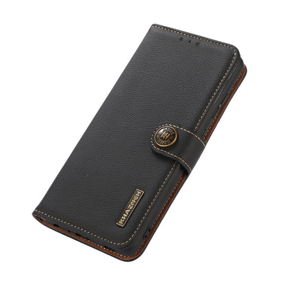 For Motorola Moto G35 KHAZNEH Custer Genuine Leather RFID Phone Case(Black) - Motorola Cases by buy2fix | Online Shopping UK | buy2fix