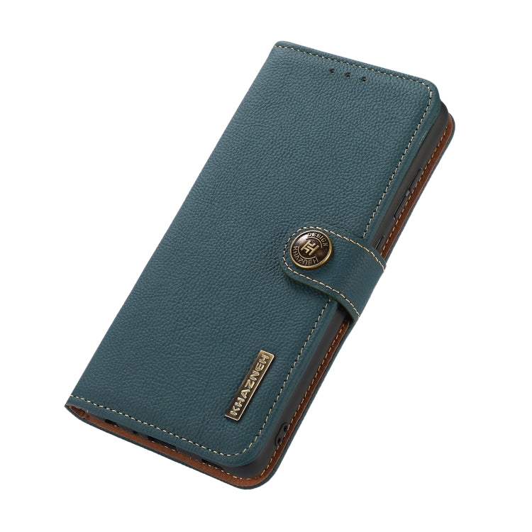 For Motorola Moto G35 KHAZNEH Custer Genuine Leather RFID Phone Case(Green) - Motorola Cases by buy2fix | Online Shopping UK | buy2fix