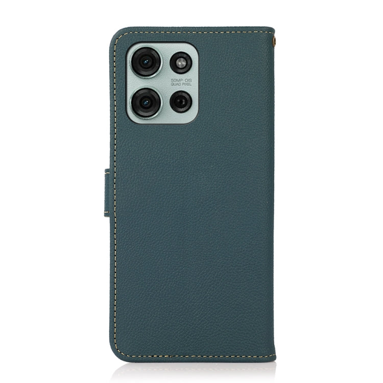 For Motorola Moto G75 5G KHAZNEH Custer Genuine Leather RFID Phone Case(Green) - Motorola Cases by buy2fix | Online Shopping UK | buy2fix