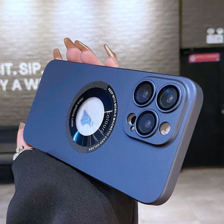 For iPhone 13 Pro Max Electroplating Oil Injection Magsafe Magnetic PC Phone Case(Dark Blue) by buy2fix