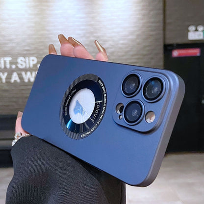 For iPhone 13 Pro Max Electroplating Oil Injection Magsafe Magnetic PC Phone Case(Dark Blue) by buy2fix