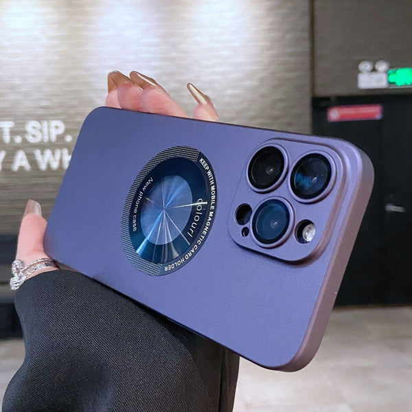 For iPhone 12 Pro Max Electroplating Oil Injection Magsafe Magnetic PC Phone Case(Purple) by buy2fix