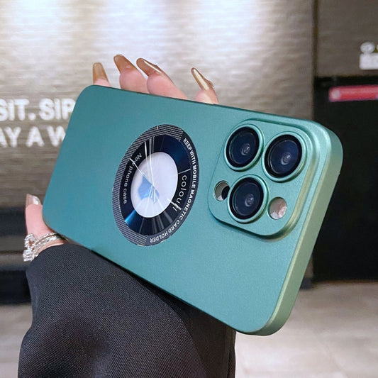 For iPhone 11 Pro Max Electroplating Oil Injection Magsafe Magnetic PC Phone Case(Green) by buy2fix