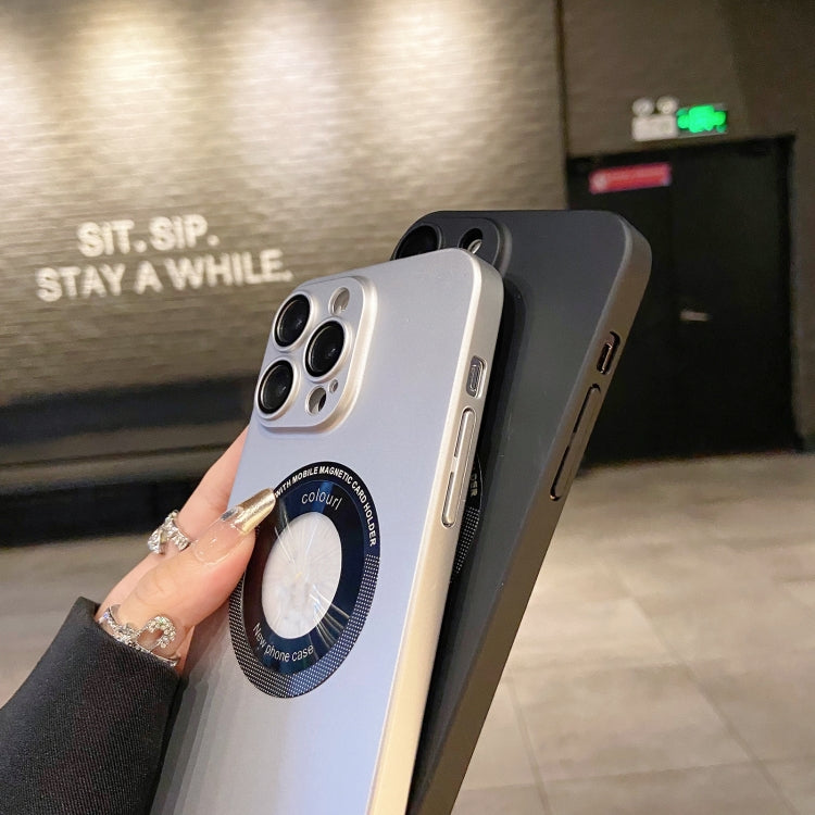 For iPhone 13 Pro Max Electroplating Oil Injection Magsafe Magnetic PC Phone Case(Dark Blue) by buy2fix