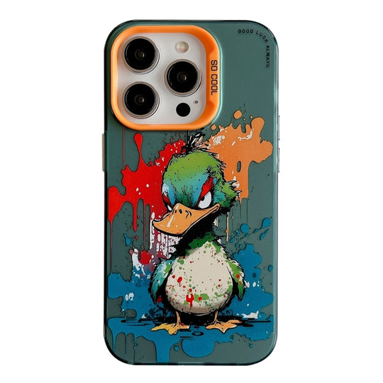 For iPhone 15 Pro Max Animal Pattern Oil Painting Series PC + TPU Phone Case(Angry Duck)
