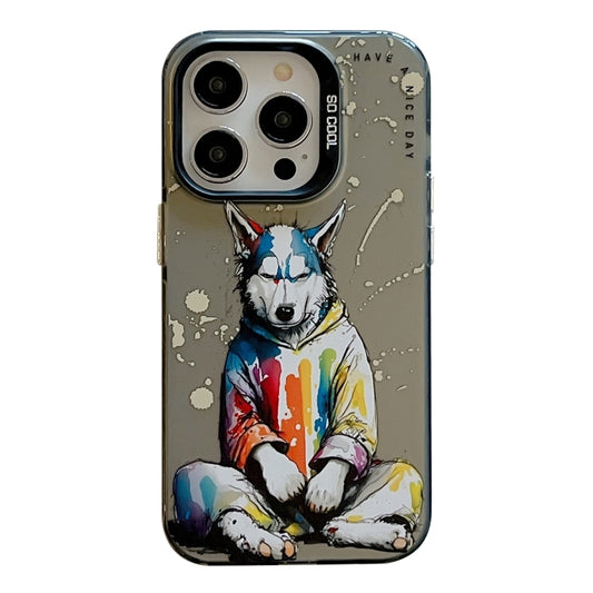 For iPhone 16 Pro Animal Pattern Oil Painting Series PC + TPU Phone Case(Hoodie Dog) - iPhone 16 Pro Cases by buy2fix | Online Shopping UK | buy2fix