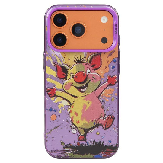 For iPhone 18 Pro Max/17 Pro Max Animal Pattern Oil Painting Series PC + TPU Phone Case(Happy Pig)