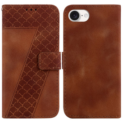 For iPhone SE 2024 Seven-shaped Embossed Leather Phone Case(Brown) - More iPhone Cases by buy2fix | Online Shopping UK | buy2fix