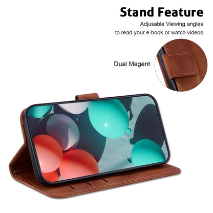 For iPhone SE 2024 Seven-shaped Embossed Leather Phone Case(Brown) - More iPhone Cases by buy2fix | Online Shopping UK | buy2fix