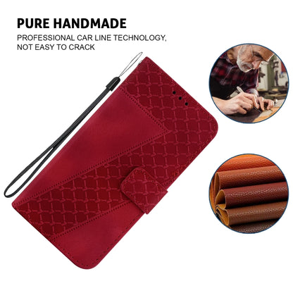 For iPhone 16 Pro Max Seven-shaped Embossed Leather Phone Case(Red) - iPhone 16 Pro Max Cases by buy2fix | Online Shopping UK | buy2fix