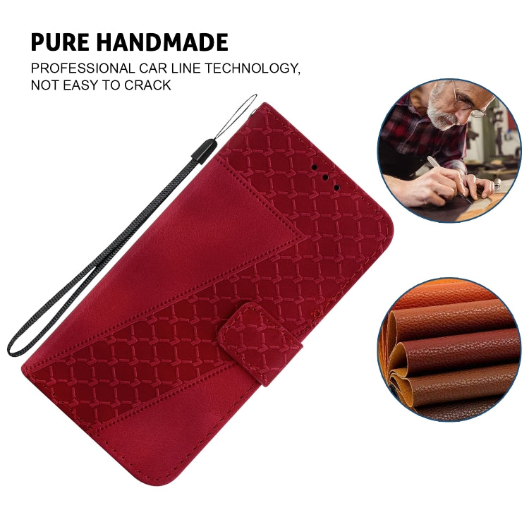 For iPhone 16 Pro Seven-shaped Embossed Leather Phone Case(Red) - iPhone 16 Pro Cases by buy2fix | Online Shopping UK | buy2fix