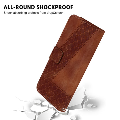 For iPhone 16 Seven-shaped Embossed Leather Phone Case(Brown) - iPhone 16 Cases by buy2fix | Online Shopping UK | buy2fix