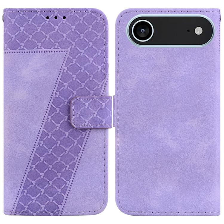 For iPhone Air Seven-shaped Embossed Leather Phone Case(Purple) - iPhone Air Cases by buy2fix | Online Shopping UK | buy2fix