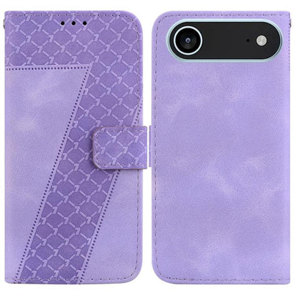 For iPhone Air Seven-shaped Embossed Leather Phone Case(Purple) - iPhone Air Cases by buy2fix | Online Shopping UK | buy2fix