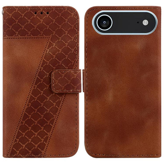 For iPhone Air Seven-shaped Embossed Leather Phone Case(Brown) - iPhone Air Cases by buy2fix | Online Shopping UK | buy2fix