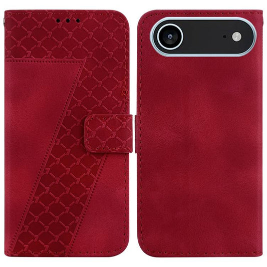 For iPhone Air Seven-shaped Embossed Leather Phone Case(Red) - iPhone Air Cases by buy2fix | Online Shopping UK | buy2fix