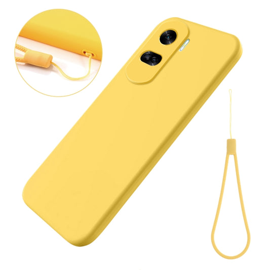 For Honor 90 Lite / X50i Solid Color Liquid Silicone Dropproof Full Coverage Phone Case(Yellow) by buy2fix