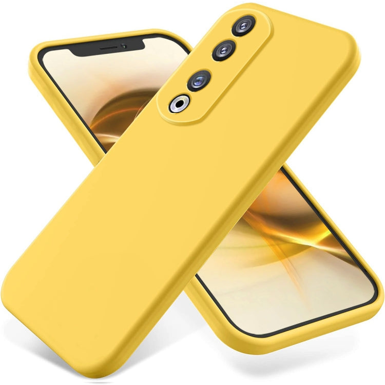 For Honor 90 Pro Pure Color Liquid Silicone Shockproof Phone Case(Yellow) - Honor Cases by buy2fix | Online Shopping UK | buy2fix