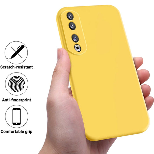 For Honor 90 Pro Solid Color Liquid Silicone Dropproof Full Coverage Phone Case(Yellow) by buy2fix