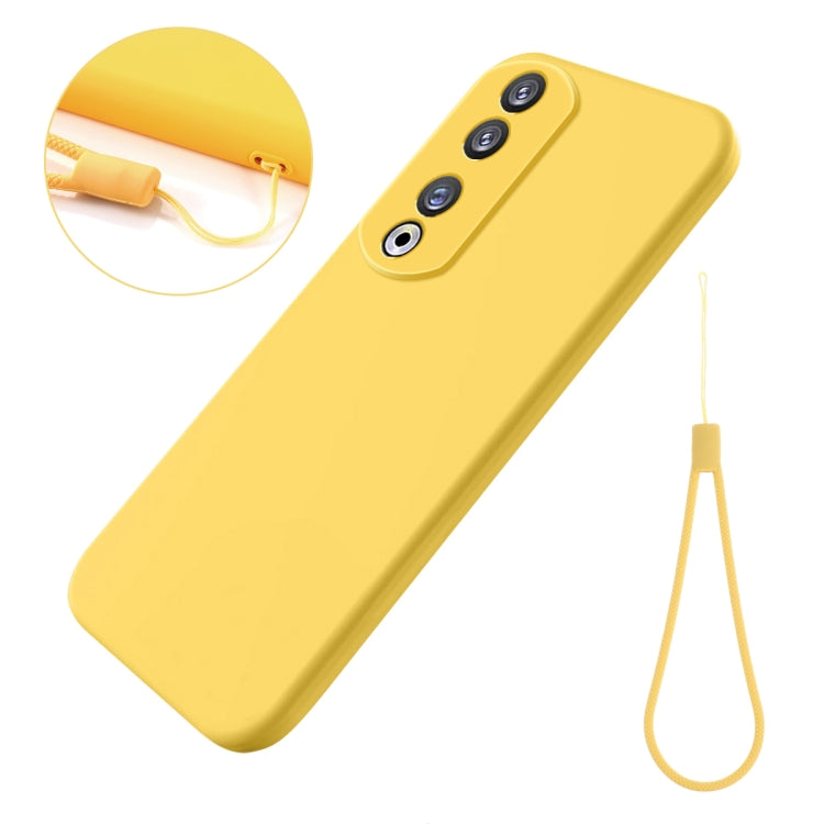 For Honor 90 Pro Pure Color Liquid Silicone Shockproof Phone Case(Yellow) - Honor Cases by buy2fix | Online Shopping UK | buy2fix