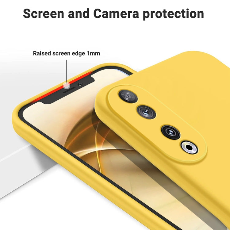 For Honor 90 Pure Color Liquid Silicone Shockproof Phone Case(Yellow) - Honor Cases by buy2fix | Online Shopping UK | buy2fix