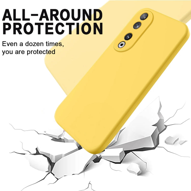 For Honor 90 Pure Color Liquid Silicone Shockproof Phone Case(Yellow) - Honor Cases by buy2fix | Online Shopping UK | buy2fix