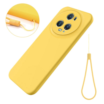 For Honor Magic5 Pro Pure Color Liquid Silicone Shockproof Phone Case(Yellow) - Honor Cases by buy2fix | Online Shopping UK | buy2fix