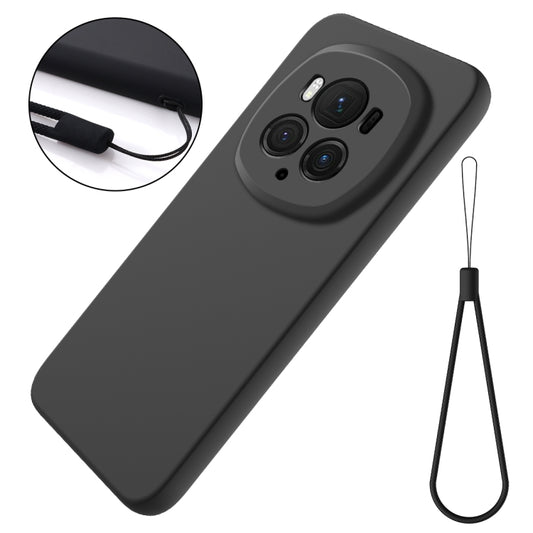 For Honor Magic6 Pro Solid Color Liquid Silicone Dropproof Full Coverage Phone Case(Black) by buy2fix