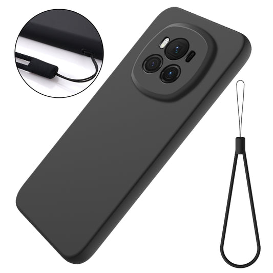 For Honor Magic6 Solid Color Liquid Silicone Dropproof Full Coverage Phone Case(Black) by buy2fix