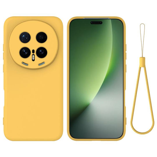 For Honor Magic8 Pro Solid Color Liquid Silicone Dropproof Full Coverage Phone Case(Yellow)